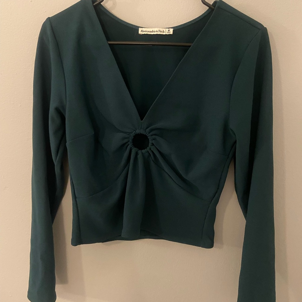 Abercrombie O Ring Green Long Sleeve Top
